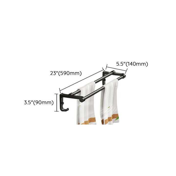 Lisslune | Modern Bathroom Set Matte Black Bathroom Shelf Towel Rack Bathroom Accessories Set