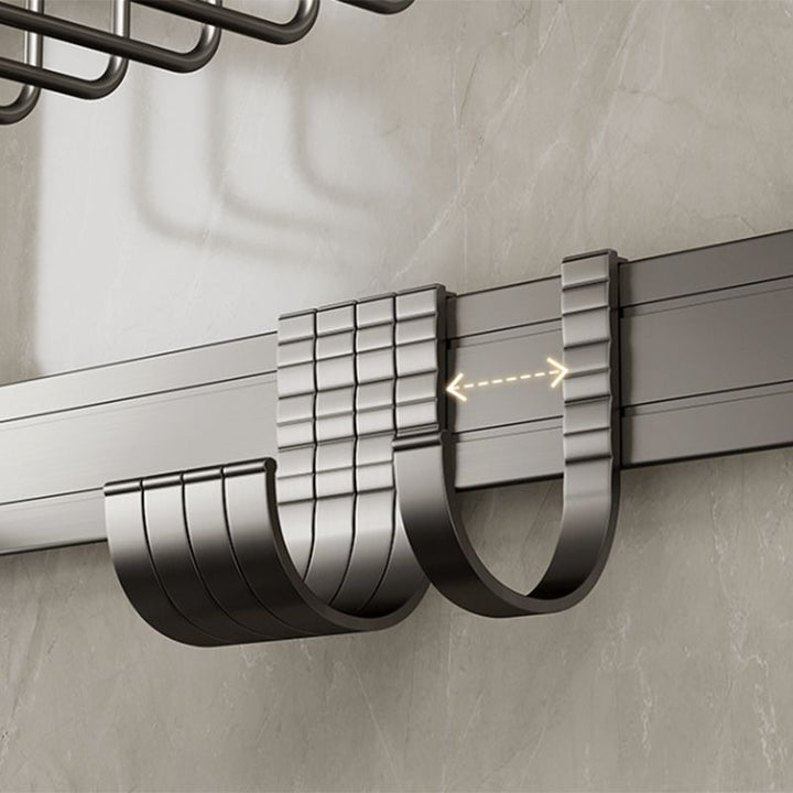 Lisslune | Contemporary bathroom accessory set made of matte stainless steel-aluminum with bathrobe hook/towel bar
