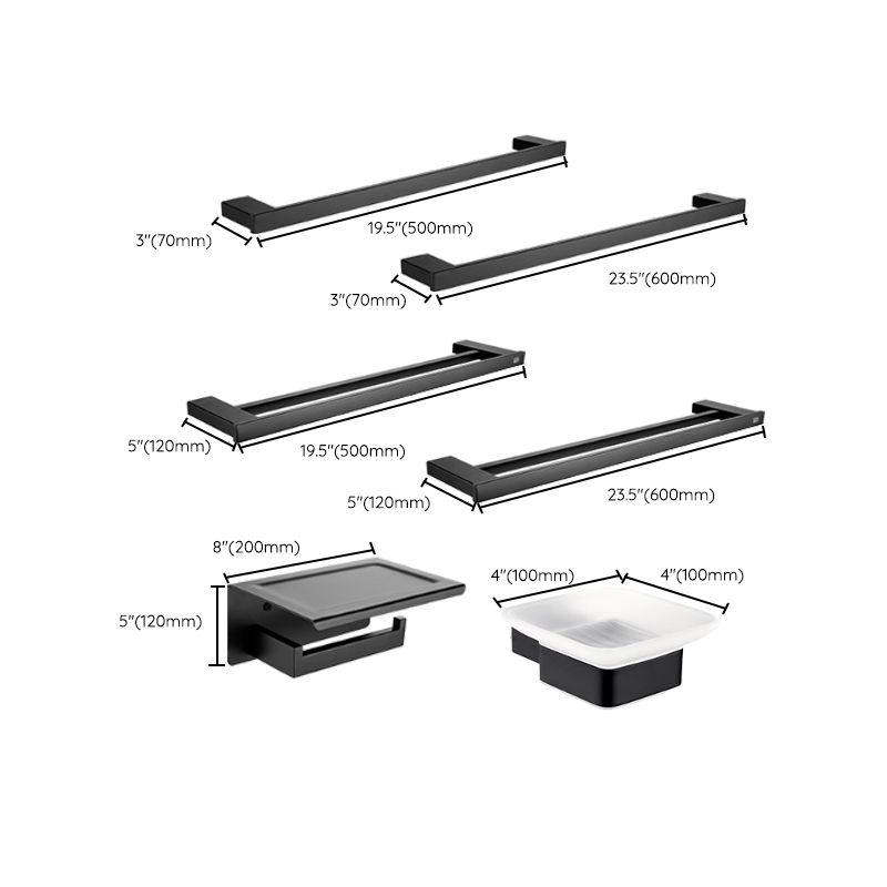 Lisslune | 5-piece Modernism Bathroom Accessory Set in Matte Black Stainless Steel
