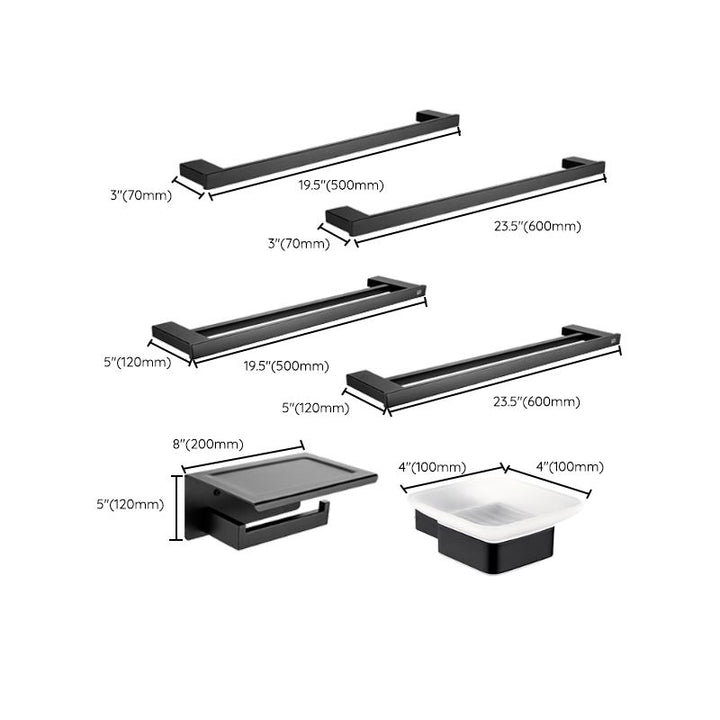 Lisslune | 5-piece Modernism Bathroom Accessory Set in Matte Black Stainless Steel