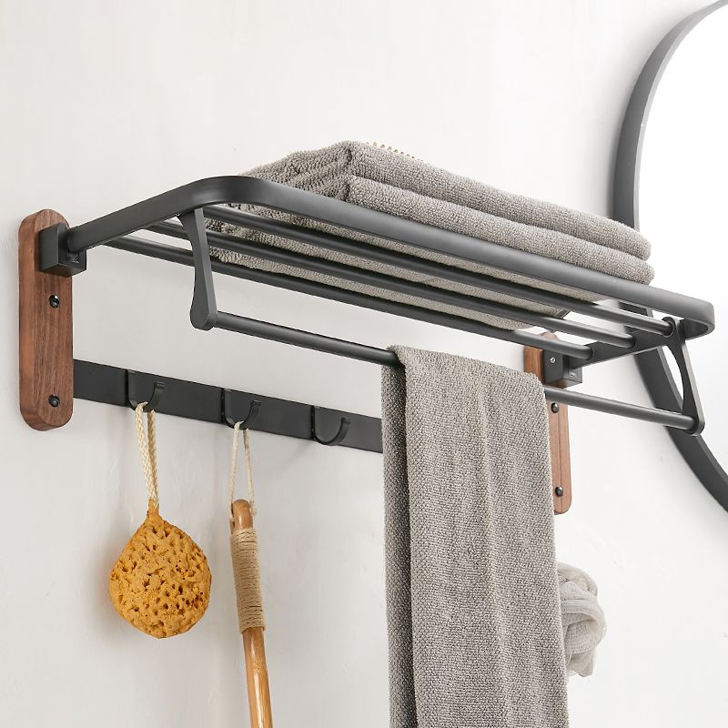 Lisslune | Solid Wood Bathroom Accessories Set Folding Metal Bathroom Accessories