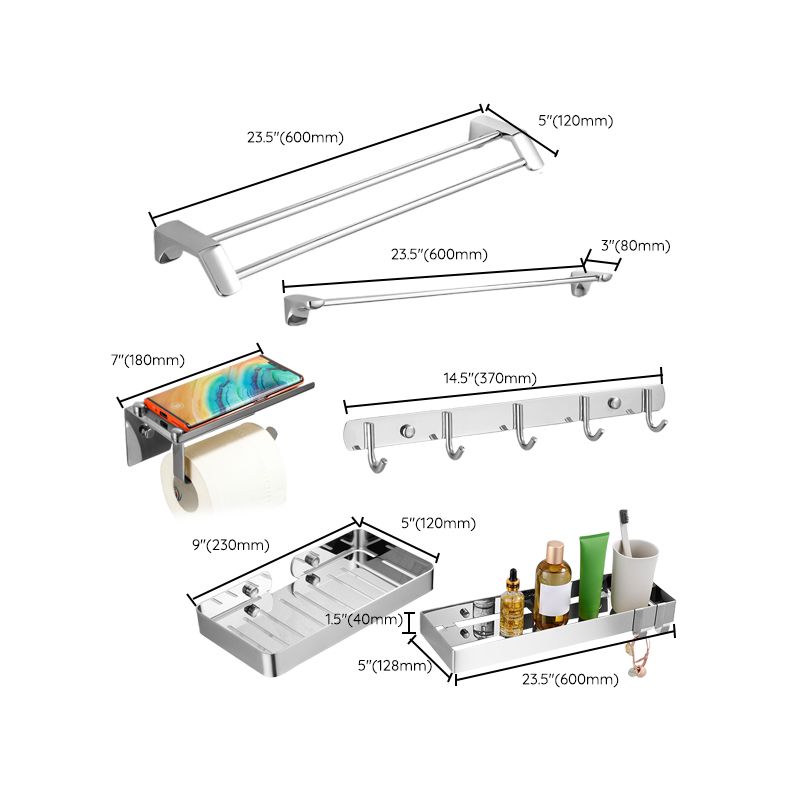 Lisslune | Silver Bathroom Accessories Hardware Set Modern Bathroom Accessories Kit