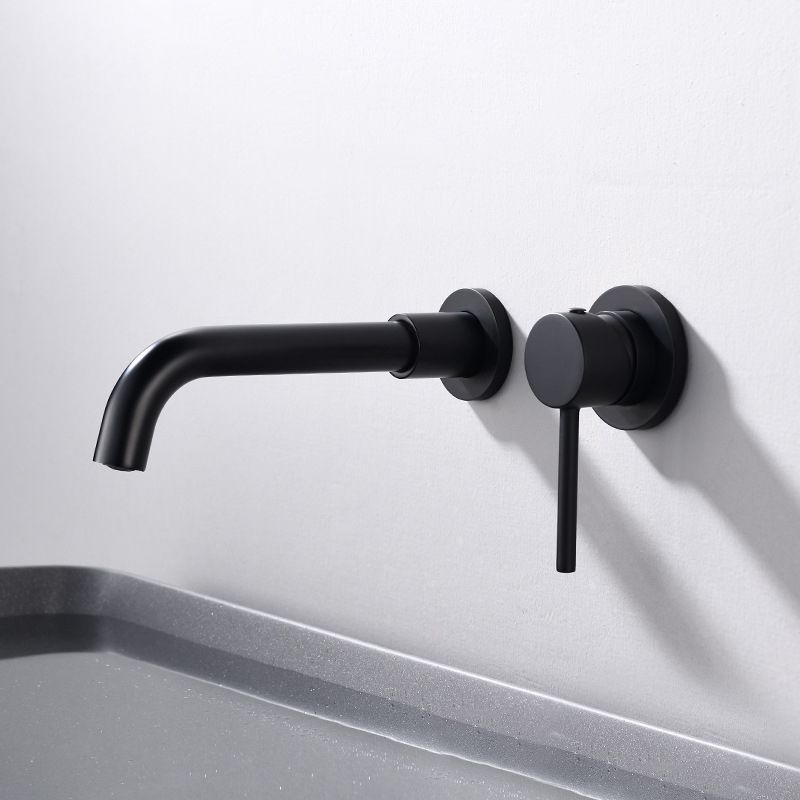 Lisslune | Round Single Lever Bathroom Faucet 2-Hole Wall Mounted Bathroom Faucet with Swivel Spout