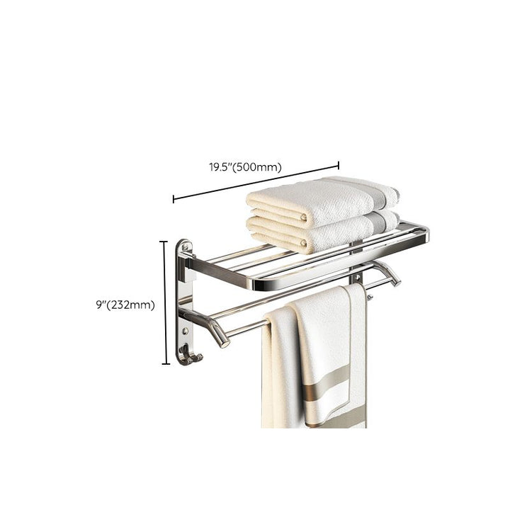 Lisslune | Chrome Modern Bathroom Hardware Set Stainless Steel Towel Hook/Towel Bar & Bath Shelf