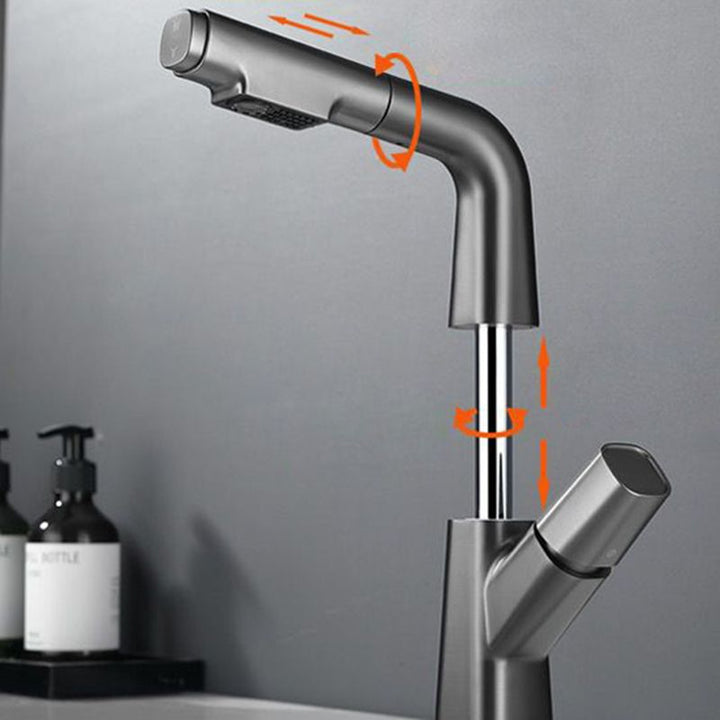 Lisslune | Modern Faucet Sink Tap Brass Lever Handles Swivel Spout Sink Tap