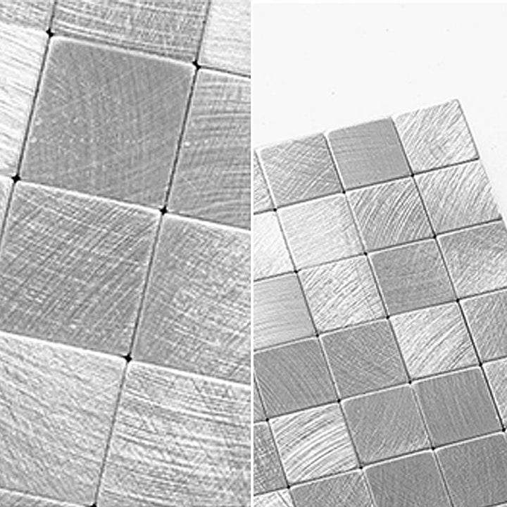 Lisslune | Mosaic Tiles Wallpaper Square Shape Peel and Stick Mosaic Tiles with Metal Look