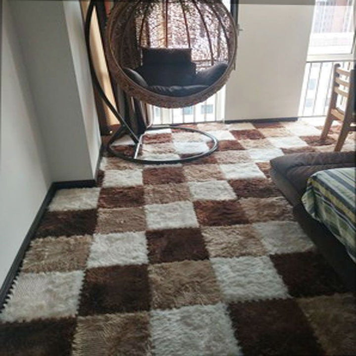 Lisslune | Modern Carpet Tiles Interlocking Color Block Shag Carpet Tiles