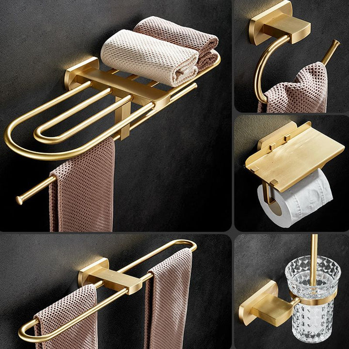 Lisslune | Traditional Golden Bath Accessories Set Brass Bathroom Accessories Kit