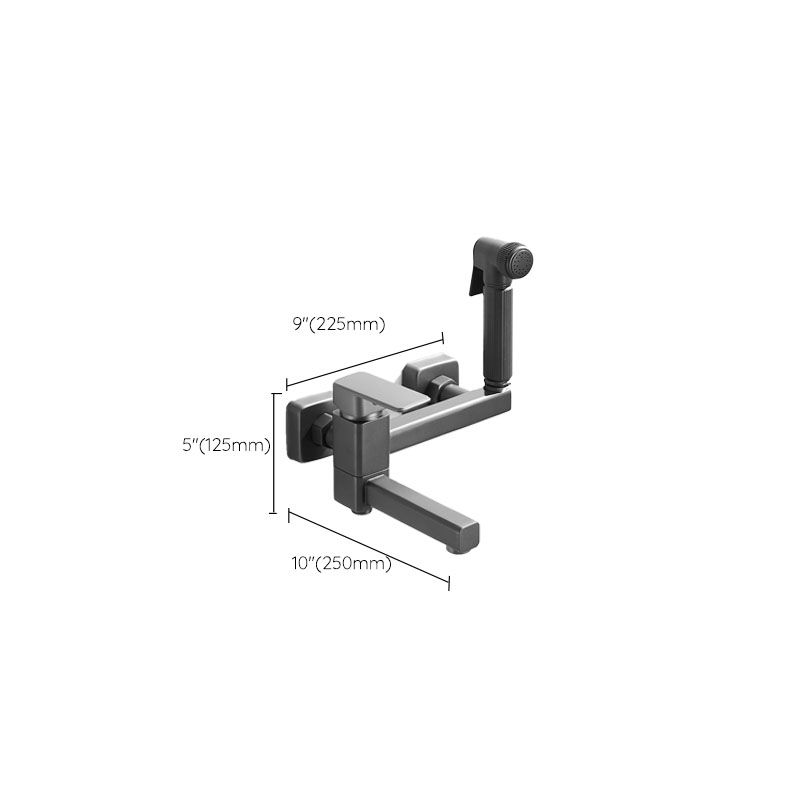Lisslune | Modern Bathtub Faucet Copper with Handheld Shower Wall-Mounted Bathtub Filler