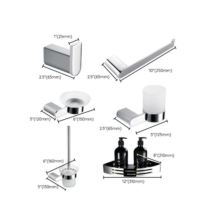 Lisslune | Contemporary Bathroom Accessories Hardware Set in Silver with Soap Dish
