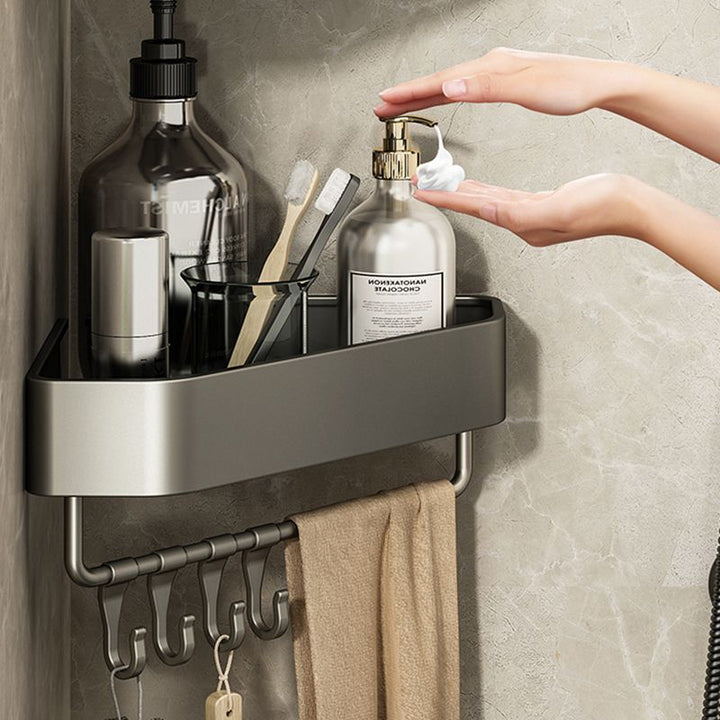 Lisslune | Adhesive Holder Metal Bathroom Accessory Single Piece or in Set with Shelf