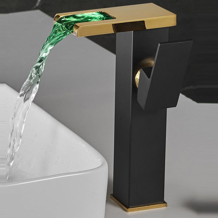 Lisslune | Waterfall Outlet Vase Sink Faucet Lever Handle Square Vase Sink Faucet