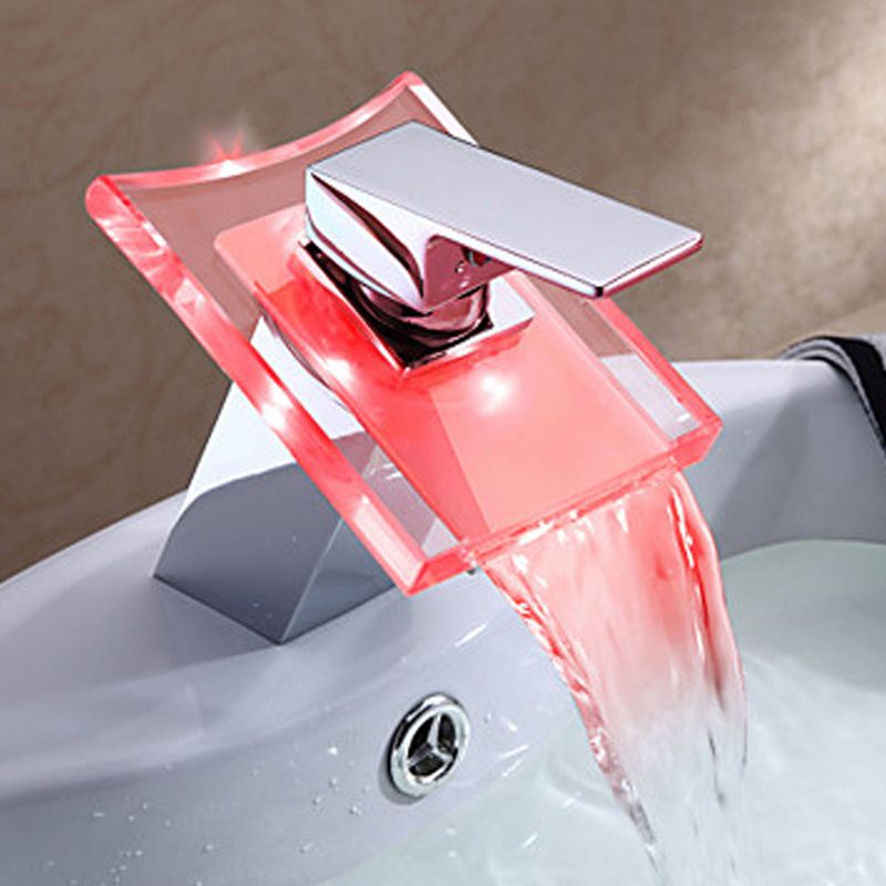 Lisslune | 1-Lever Basin Mixer 1-Hole Copper Sink Faucet with LED Lighting