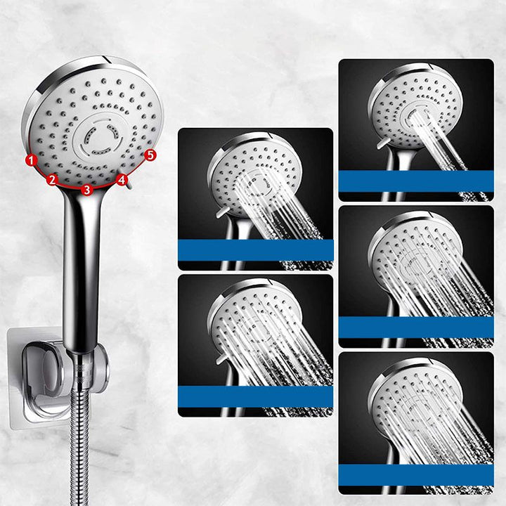 Lisslune | Modern shower combination spray 5 setting patterns handheld shower head with large shower head