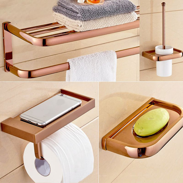 Lisslune | 6-piece Bathroom Accessory Set Vintage Brass Bath Hardware Set