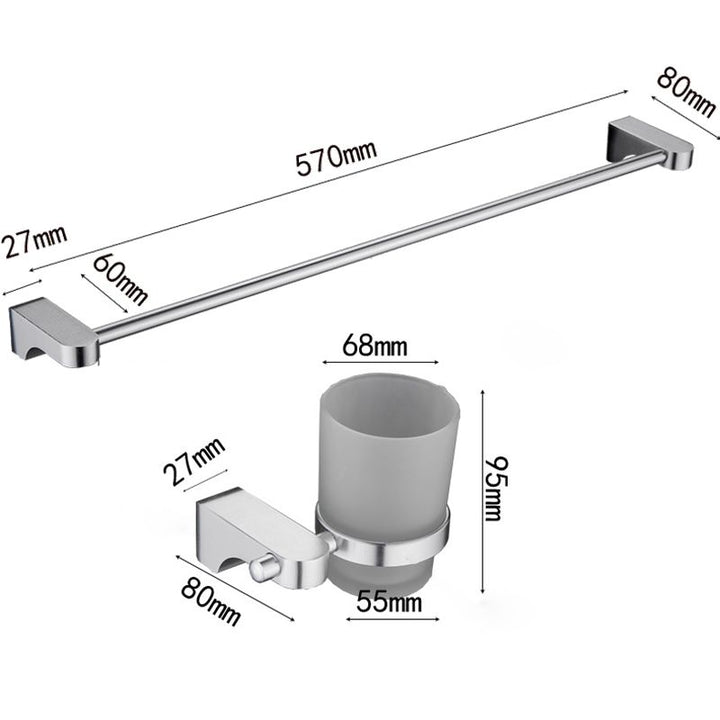 Lisslune | 6-piece Chrome Bathroom Accessory as Individual Piece or as Set with Towel Ring Bar