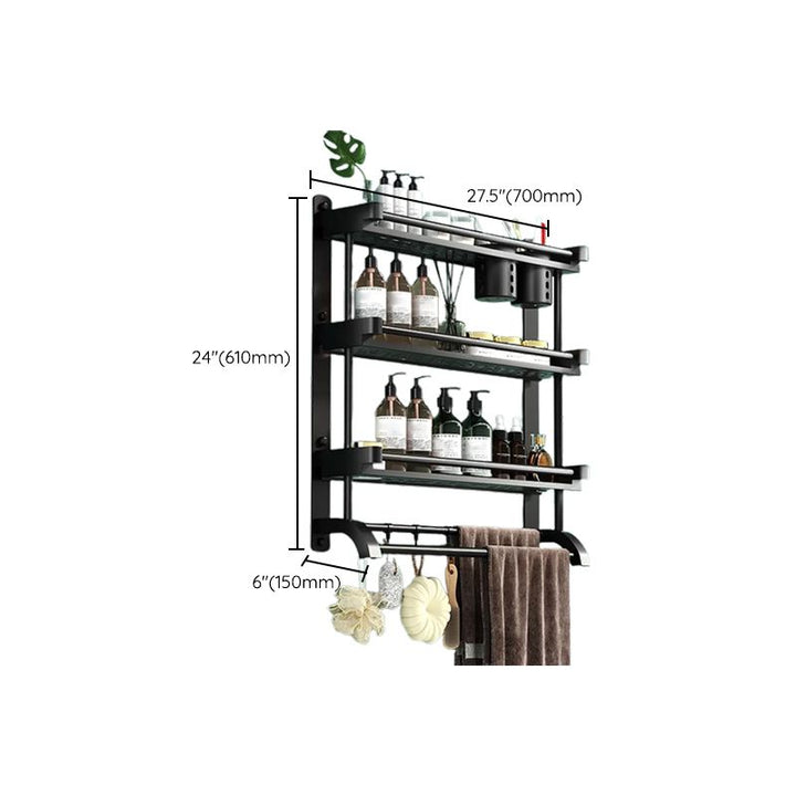 Lisslune | Modern Black Bathroom Accessories Stainless Steel Fitting Set Bathroom Shelf