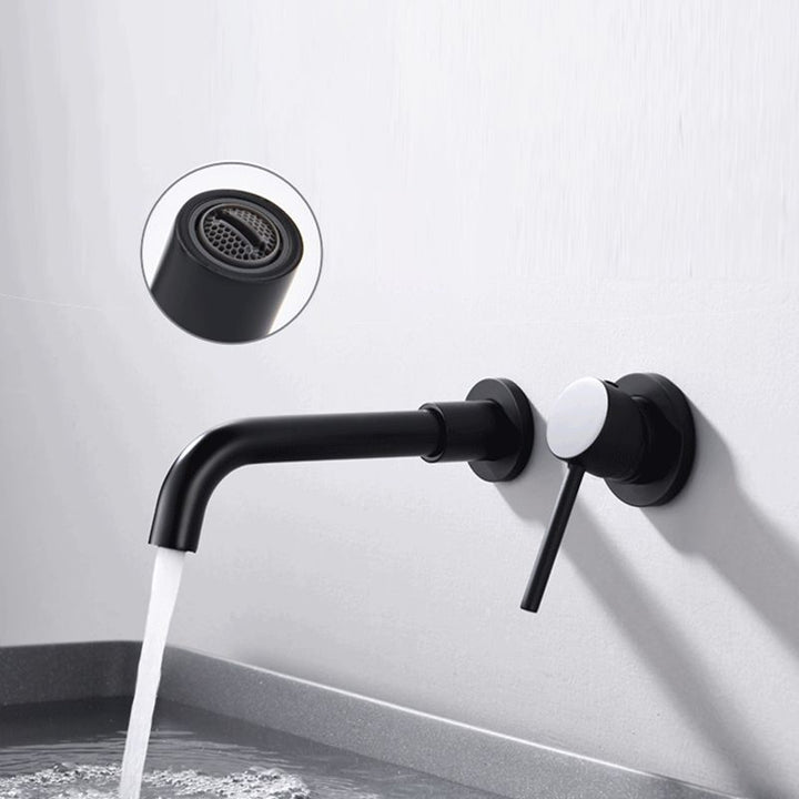 Lisslune | Round Single Lever Bathroom Faucet 2-Hole Wall Mounted Bathroom Faucet with Swivel Spout