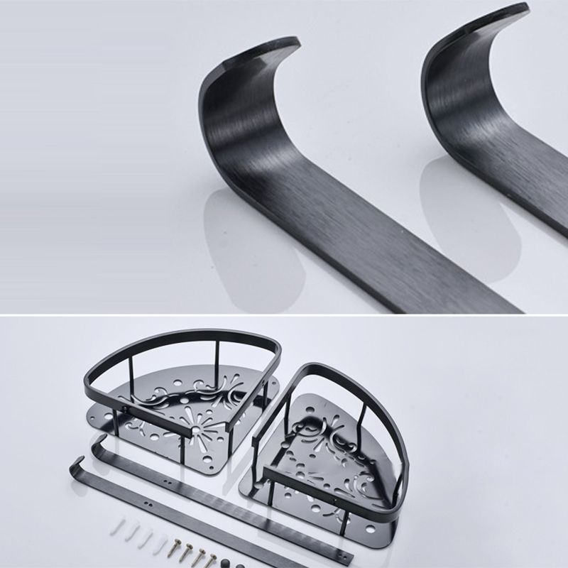 Lisslune | Contemporary 8-piece Bathroom Accessory Set Matte Black Bathroom Shelf/Paper Holder/Towel Hook