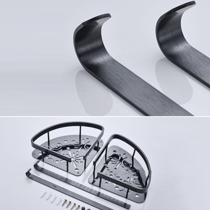 Lisslune | Contemporary 8-piece Bathroom Accessory Set Matte Black Bathroom Shelf/Paper Holder/Towel Hook