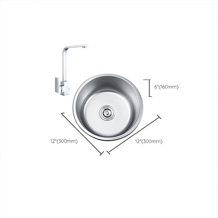 Lisslune | Round Single Bowl Kitchen Sink Stainless Steel Sink with Drain Strainer Set