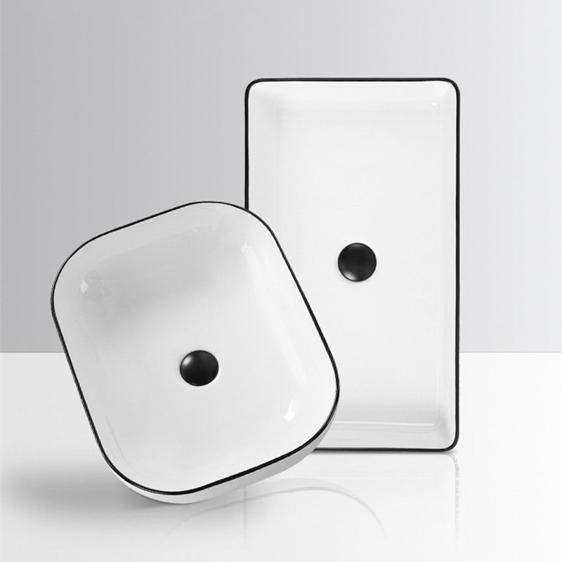 Lisslune | Contemporary sink with pop-up drain porcelain rectangular basin
