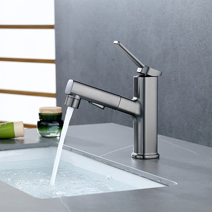 Lisslune | Modern Bathroom Sink Faucet with Brass Lever Handles and Swivel Spout