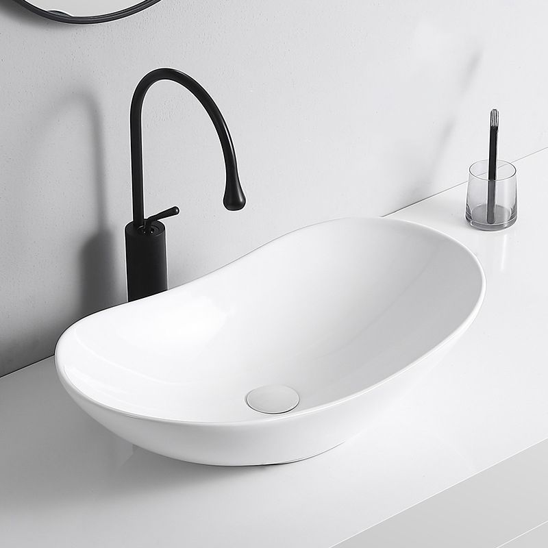 Lisslune | Modern Vessel Sink Porcelain Rectangular Vessel Sink (Not Included Faucet)