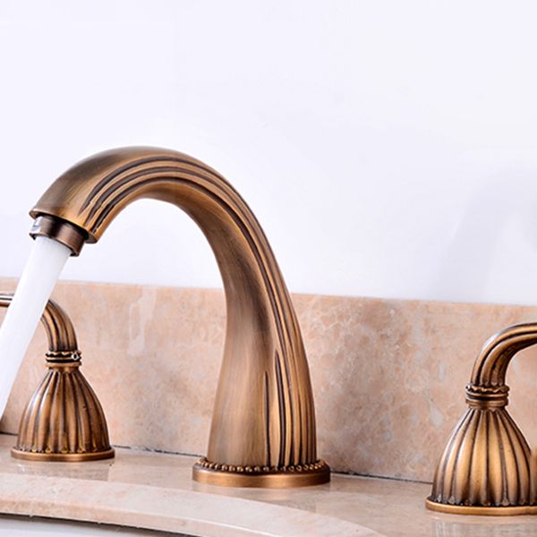 Lisslune | Widespread bathroom faucet 3 holes round sink faucet