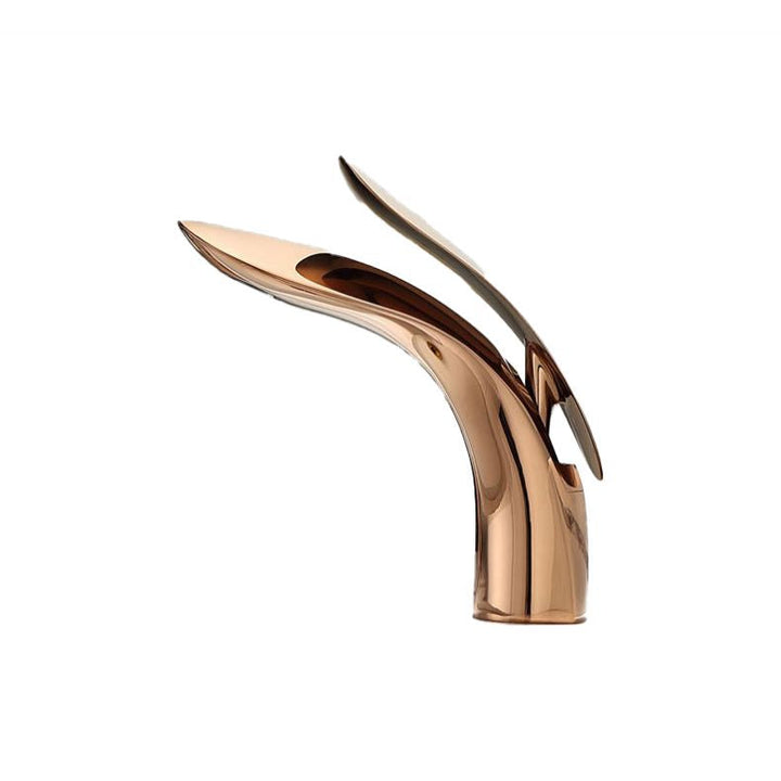 Lisslune | Brass 1-Hole Basin Mixer Tap Lever Handle Sink Faucet Round Modern Faucet for Bathroom