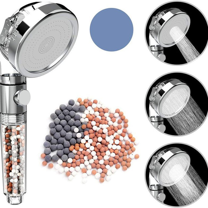 Lisslune | Modern Handheld Shower Head Round Filter Ball Spray Head in Silver