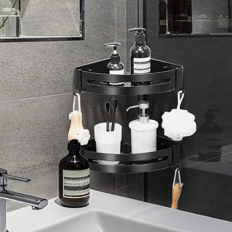 Lisslune | Black/Silver Bath Set Modern 1/2/3-Piece Anti-Rust Bath Rack