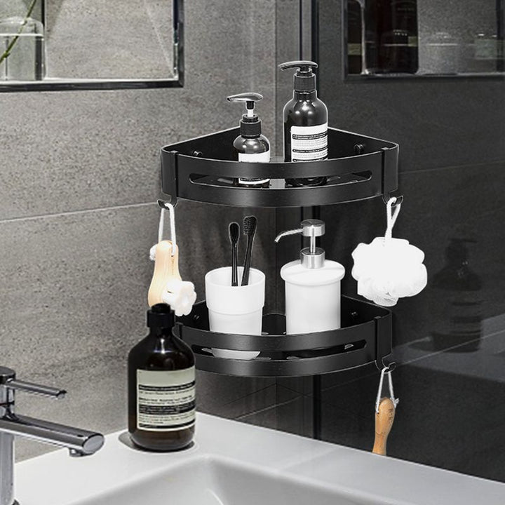 Lisslune | Black/Silver Bath Set Modern 1/2/3-Piece Anti-Rust Bath Rack
