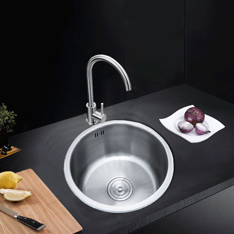 Lisslune | Round Stainless Steel Sink Built-in Sink with Basket Strainer