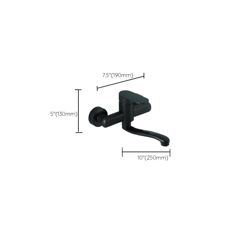 Lisslune | Low-Arc Bathtub Filler Black Lever Wall-Mounted Copper Bathtub Filler