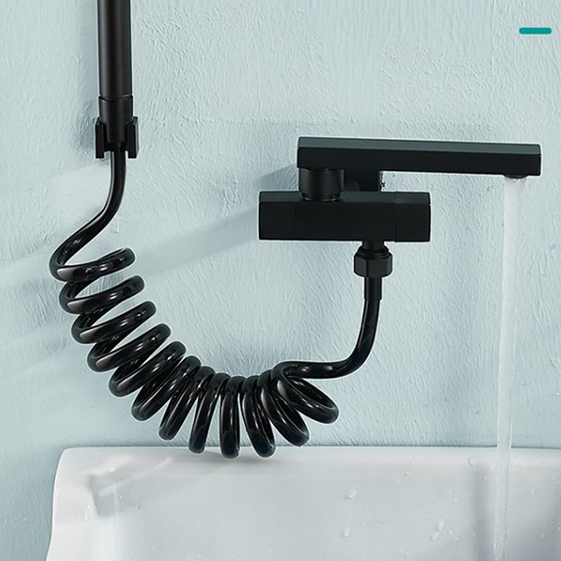 Lisslune | Modern Bathtub Filler Wall Mount Hand Shower Swiveling Copper Bathtub Filler with Single Lever Handle