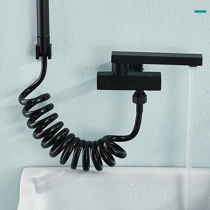 Lisslune | Modern Bathtub Filler Wall Mount Hand Shower Swiveling Copper Bathtub Filler with Single Lever Handle