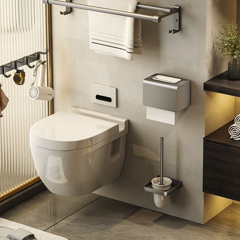 Lisslune | Contemporary Bathroom Accessory Set Gray Aluminum Bathroom Shelf/Towel Holder/Bathtub Hook