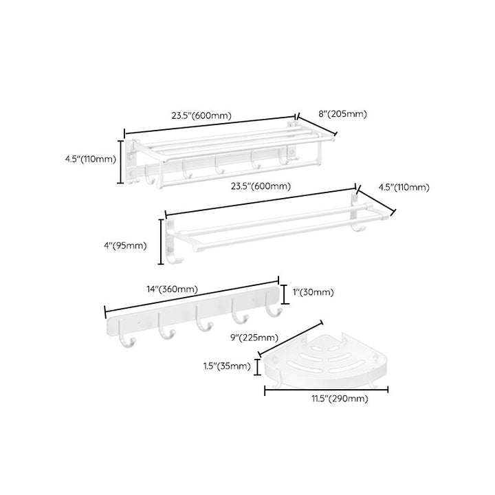 Lisslune | Modern Bathroom Accessories Hardware Set White Metal Bathroom Accessories Kit