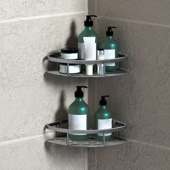 Lisslune | 3-piece modern bathroom accessory set aluminum bath shelf in silver