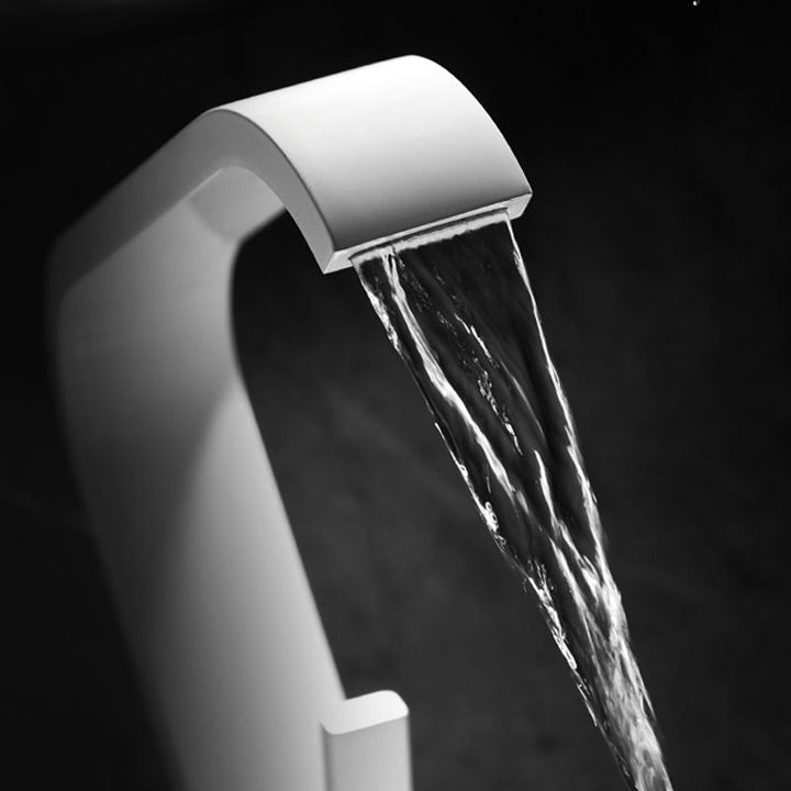 Lisslune | Waterfall Spout Widespread Sink Faucet Modern Metal Widespread Basin Faucet