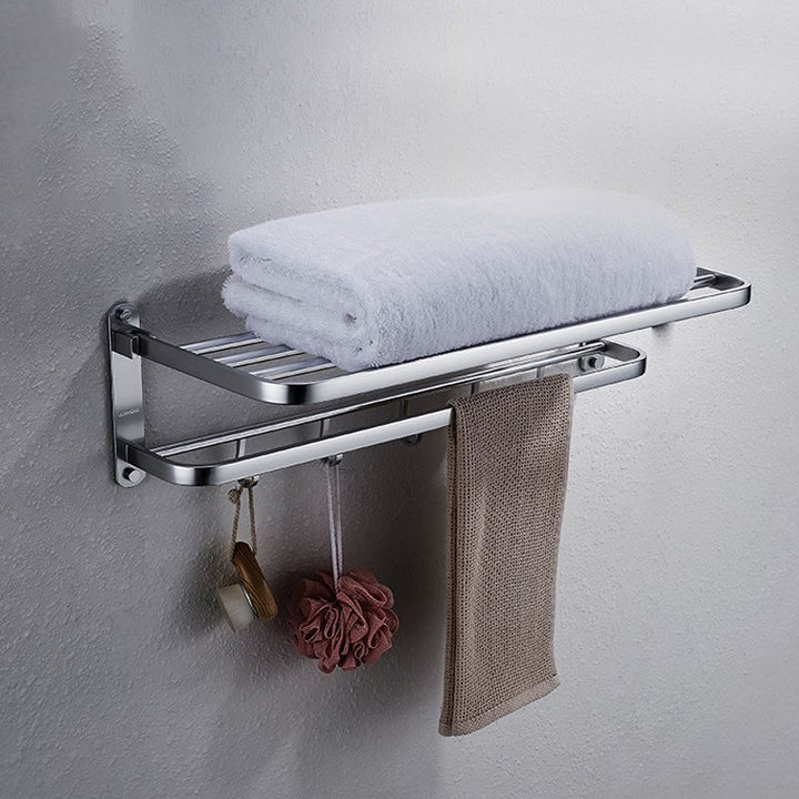Lisslune | Contemporary bathroom accessory set made of aluminum with towel holder/bath shelf