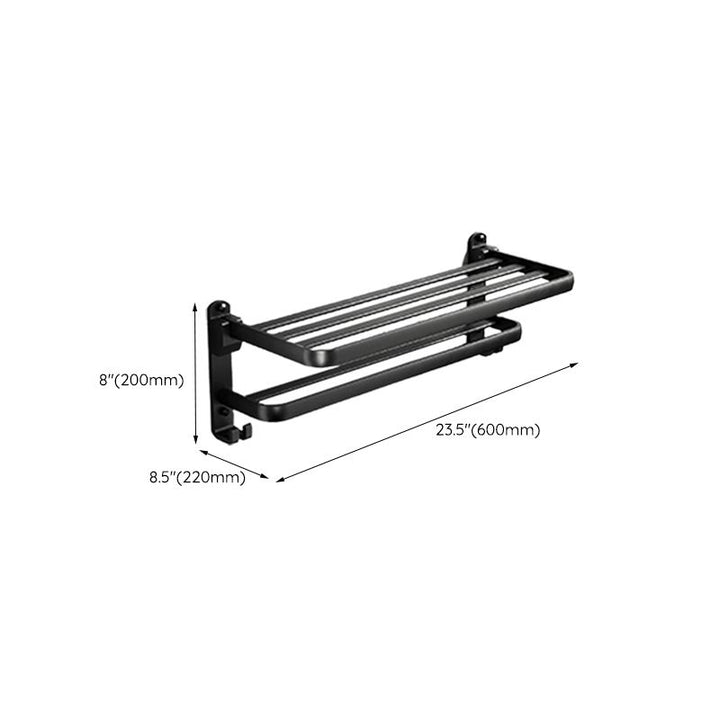 Lisslune | Contemporary bathroom accessory set with black finish and bath shelf/towel bar
