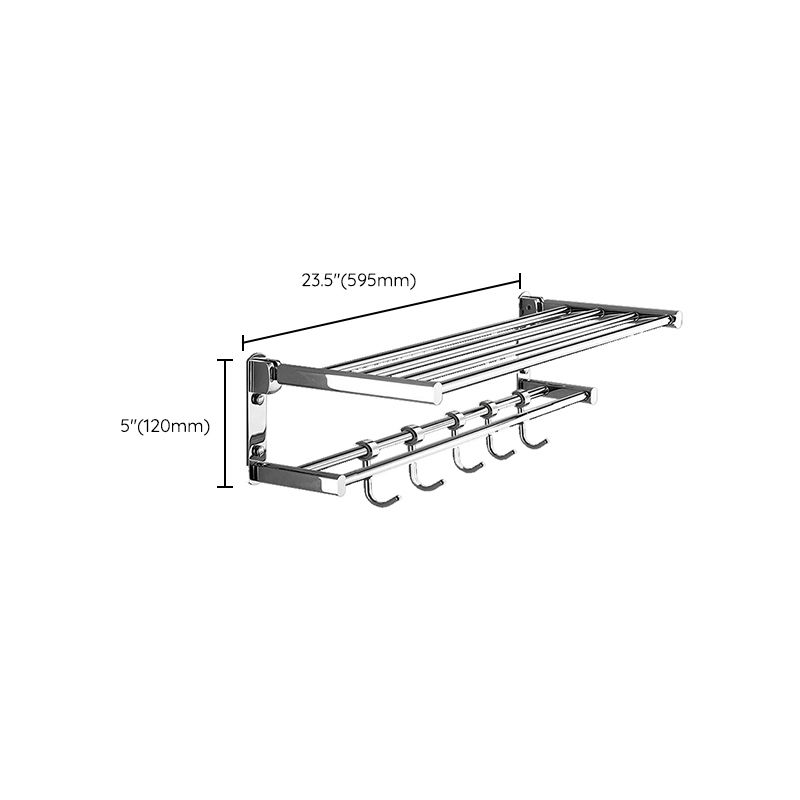 Lisslune | Polished Chrome Modern Bathroom Accessory Set Silver Towel Holder/Bath Shelf