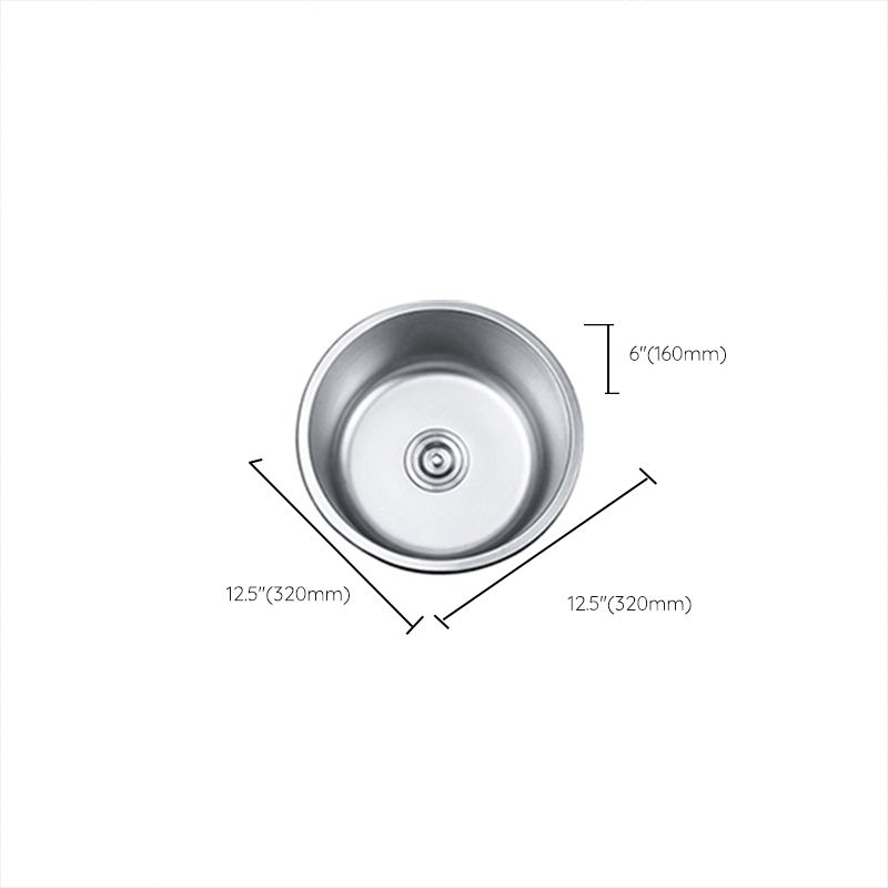 Lisslune | Round Single Bowl Kitchen Sink Stainless Steel Sink with Drain Strainer Set