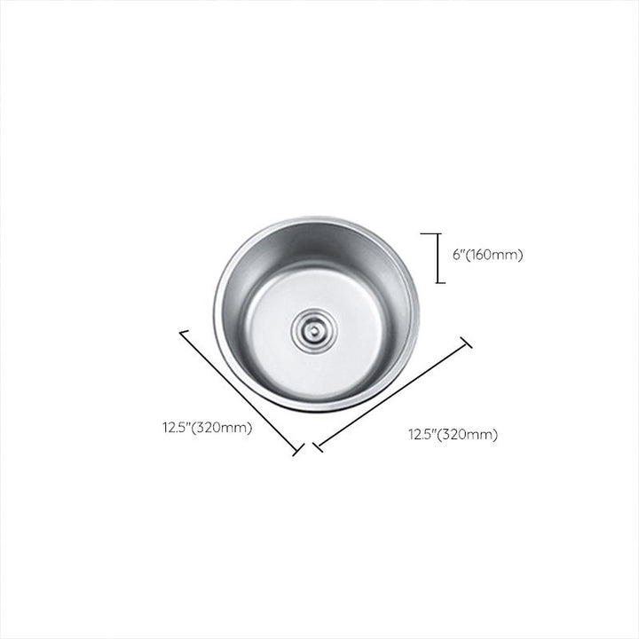 Lisslune | Round Single Bowl Kitchen Sink Stainless Steel Sink with Drain Strainer Set