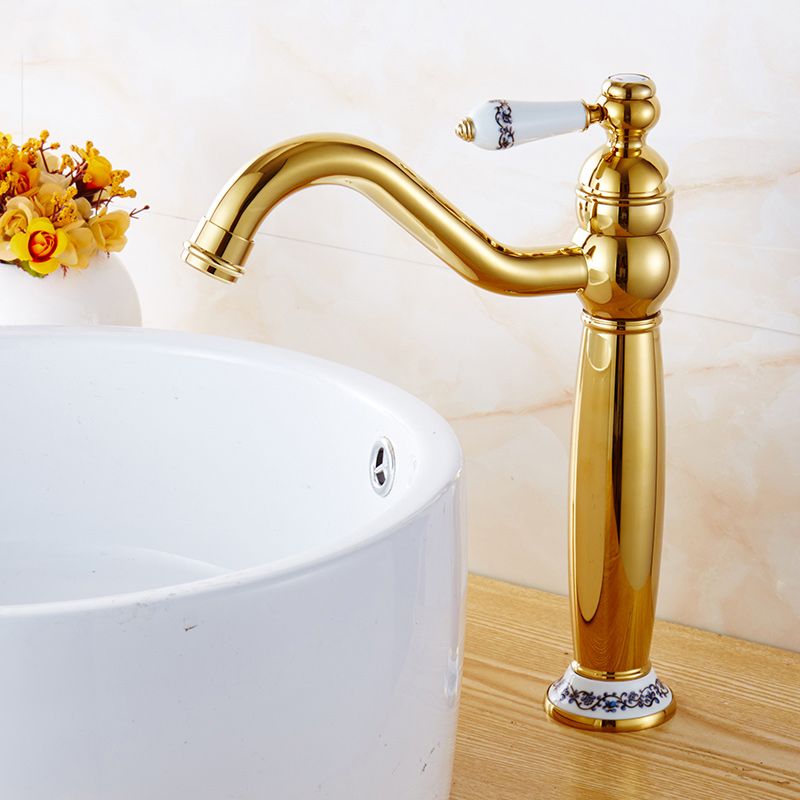 Lisslune | Glam Vessel Faucet Swivel Spout Lever Handle Sink Faucet