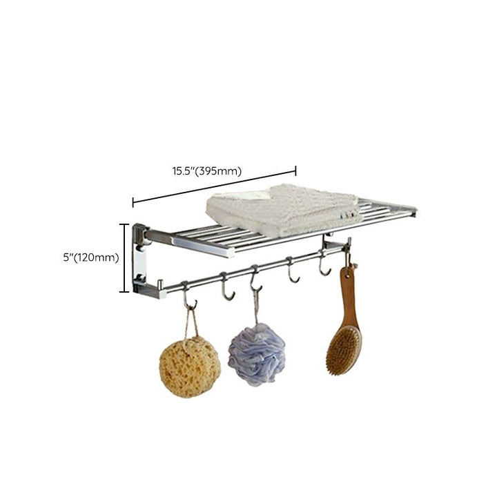 Lisslune | Polished Chrome Modern Bathroom Accessory Set Silver Towel Holder/Bath Shelf