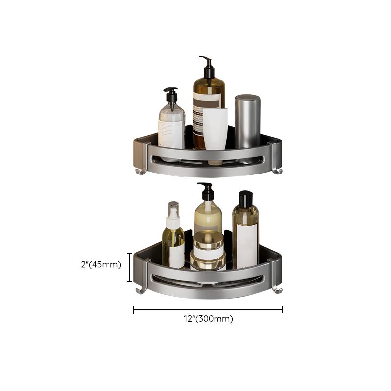 Lisslune | Contemporary Bathroom Accessory Set Gray Aluminum Bathroom Shelf/Towel Holder/Bathtub Hook