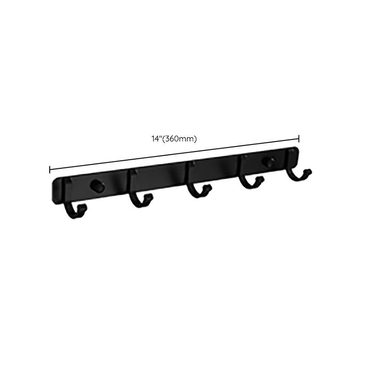 Lisslune | Contemporary Bathroom Accessory Set Black Surface Bathrobe Hook/Towel Ring Bar